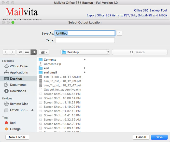 Mailvita Office 365 Backup for Mac Software Screenshot