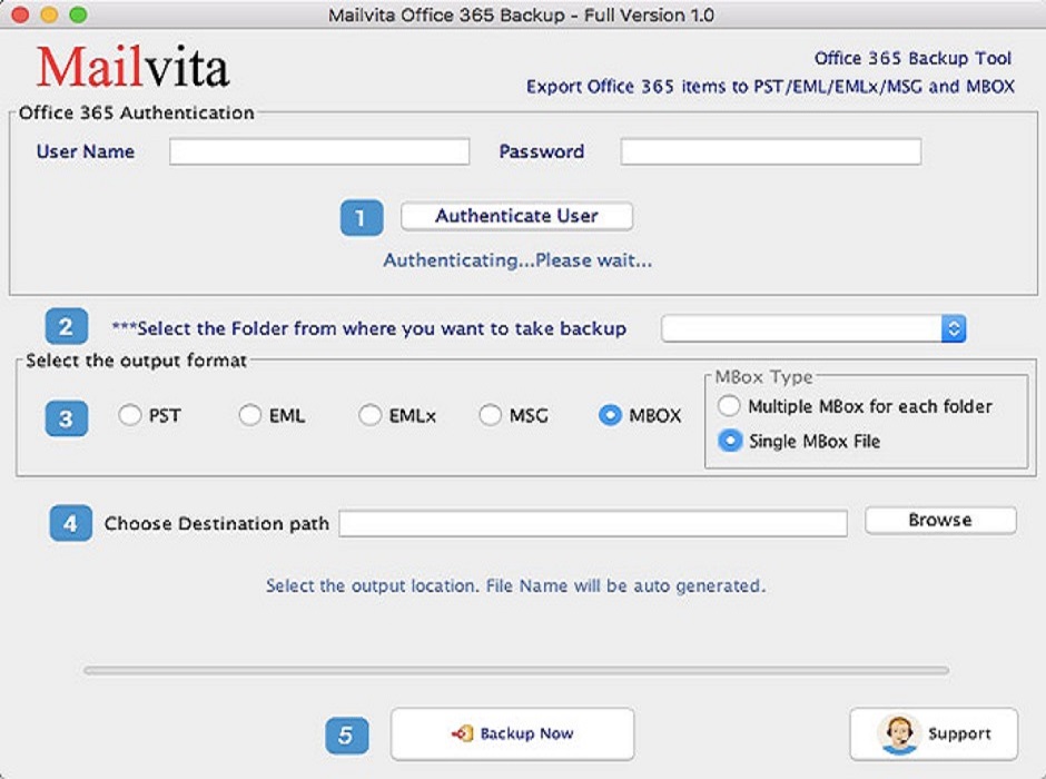 Mailvita Office 365 Backup for Mac Software Screenshot