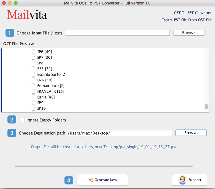 Mailvita OST to PST Converter For Mac Software Screenshot