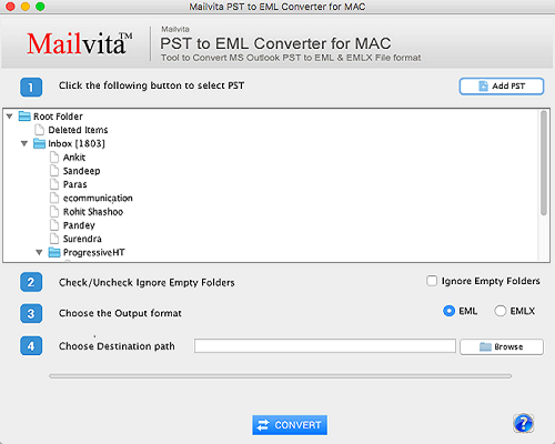 Mailvita PST to EML Converter For Mac Software Screenshot