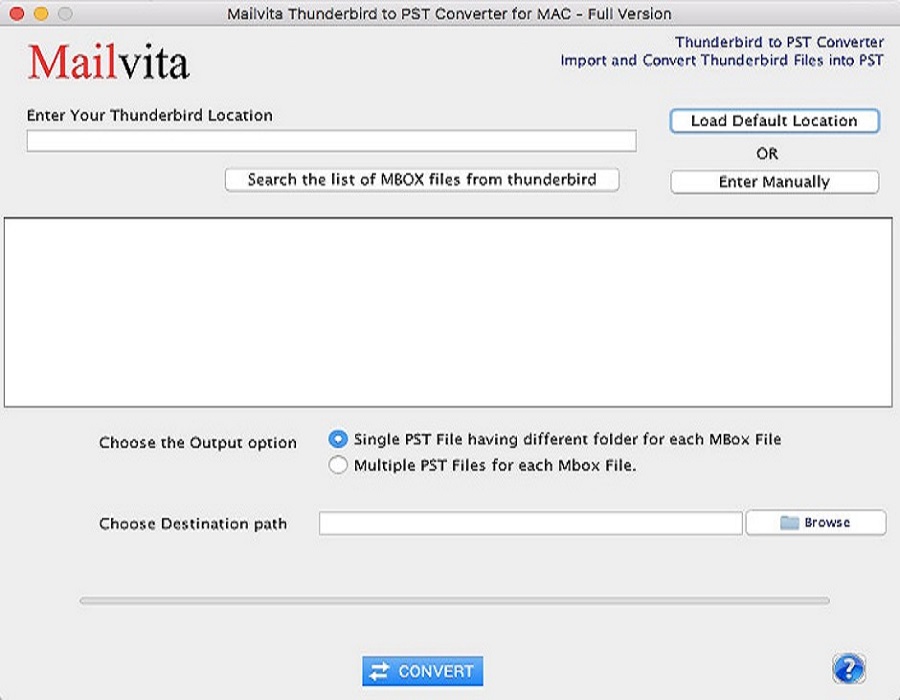 Mailvita Thunderbird to PST for Mac Software Screenshot