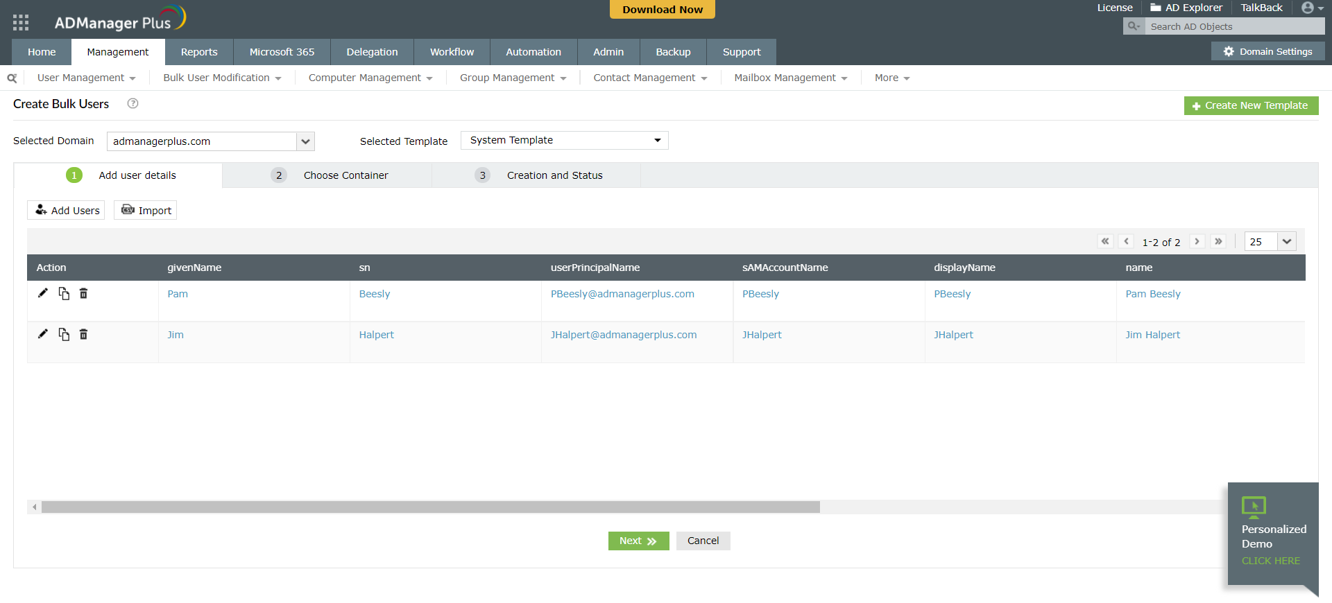 ManageEngine ADManager Plus Screenshot