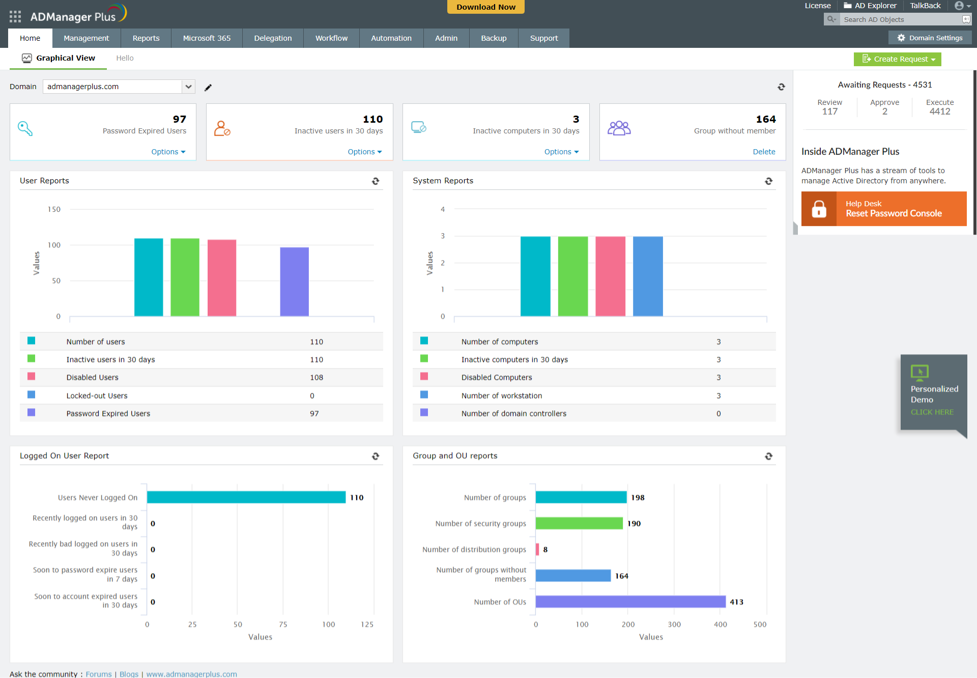 ManageEngine ADManager Plus Screenshot