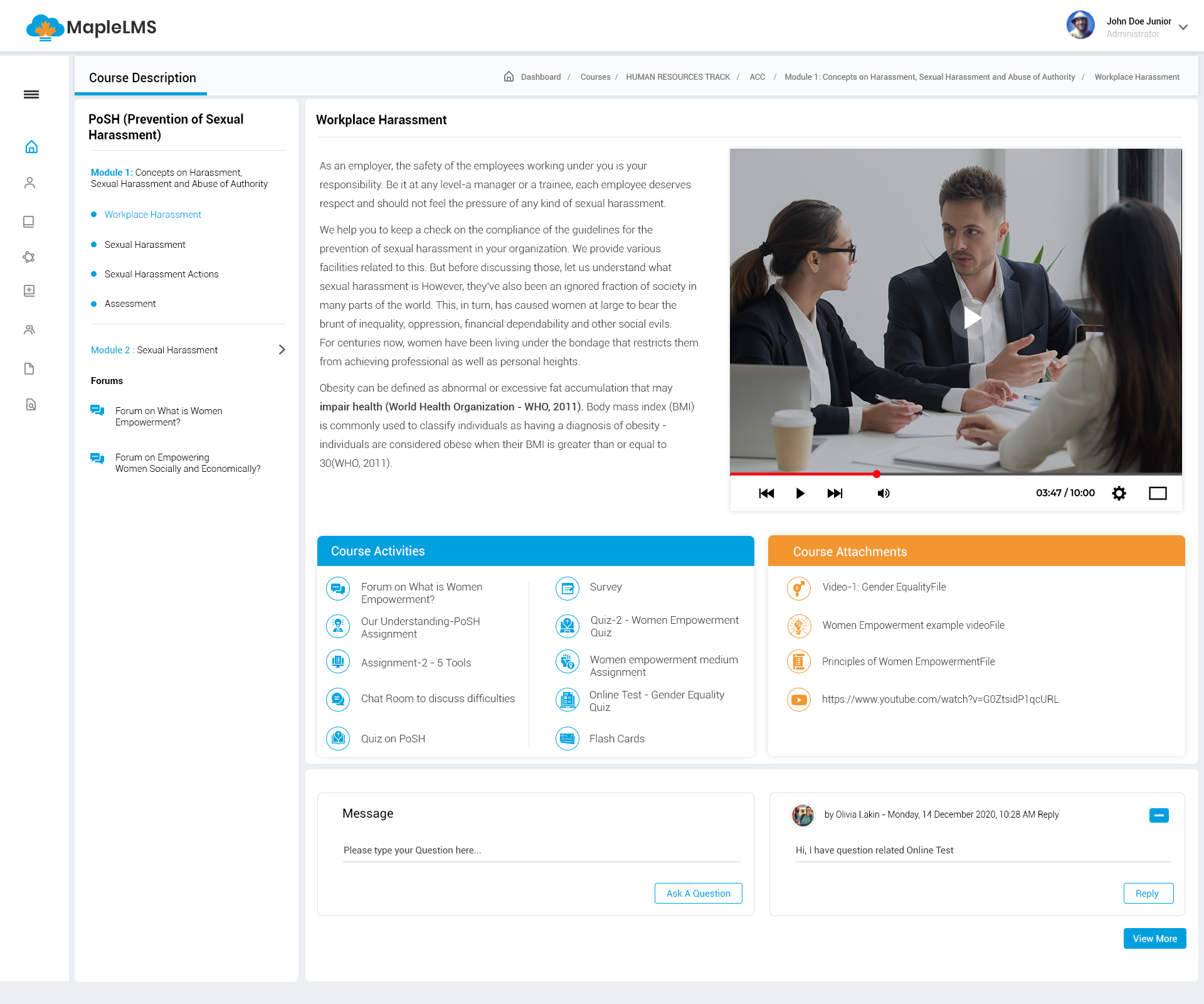 MapleLMS screenshot & Video