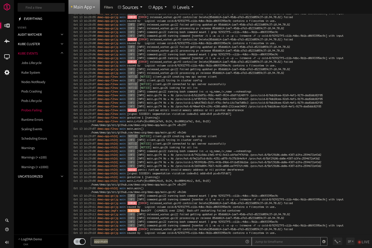 Mezmo Log Analysis Screenshot