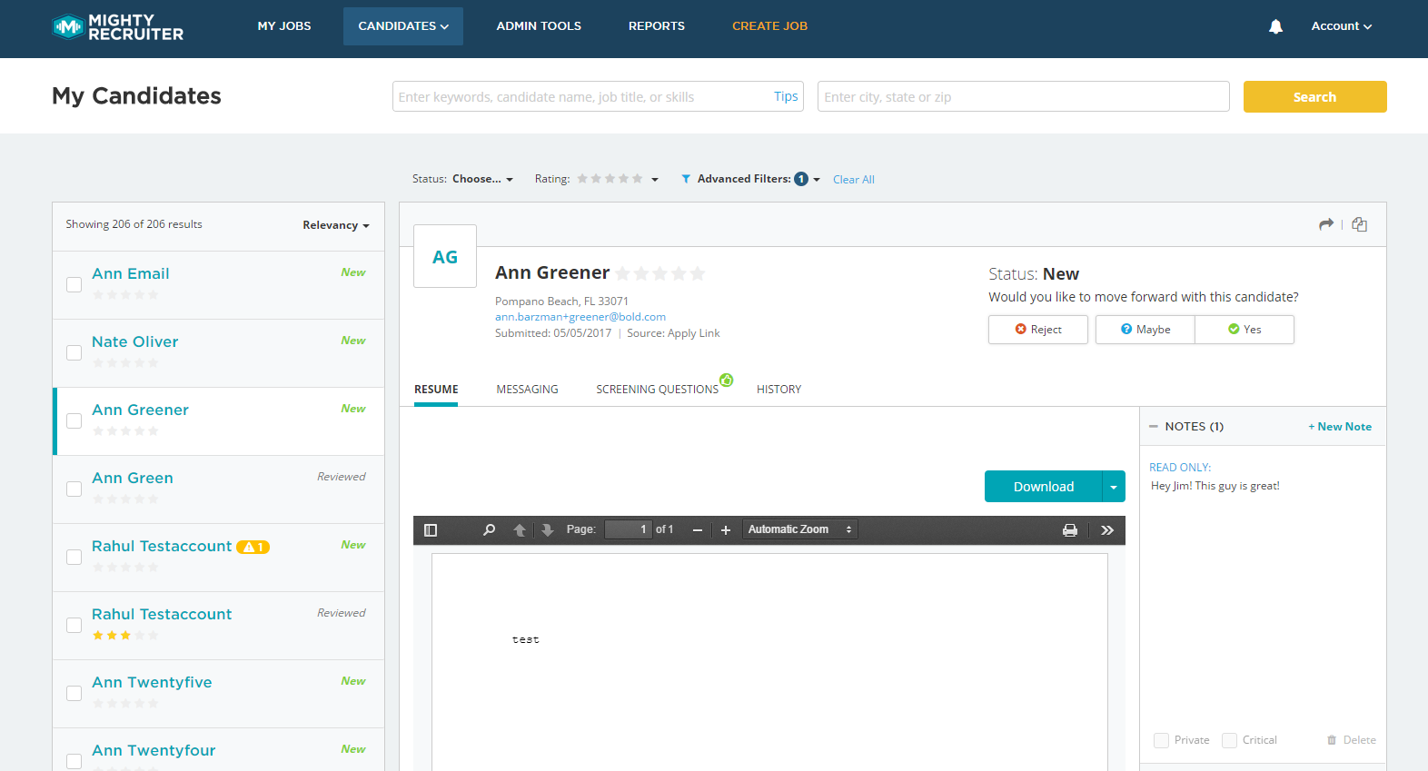 MightyRecruiter Screenshot