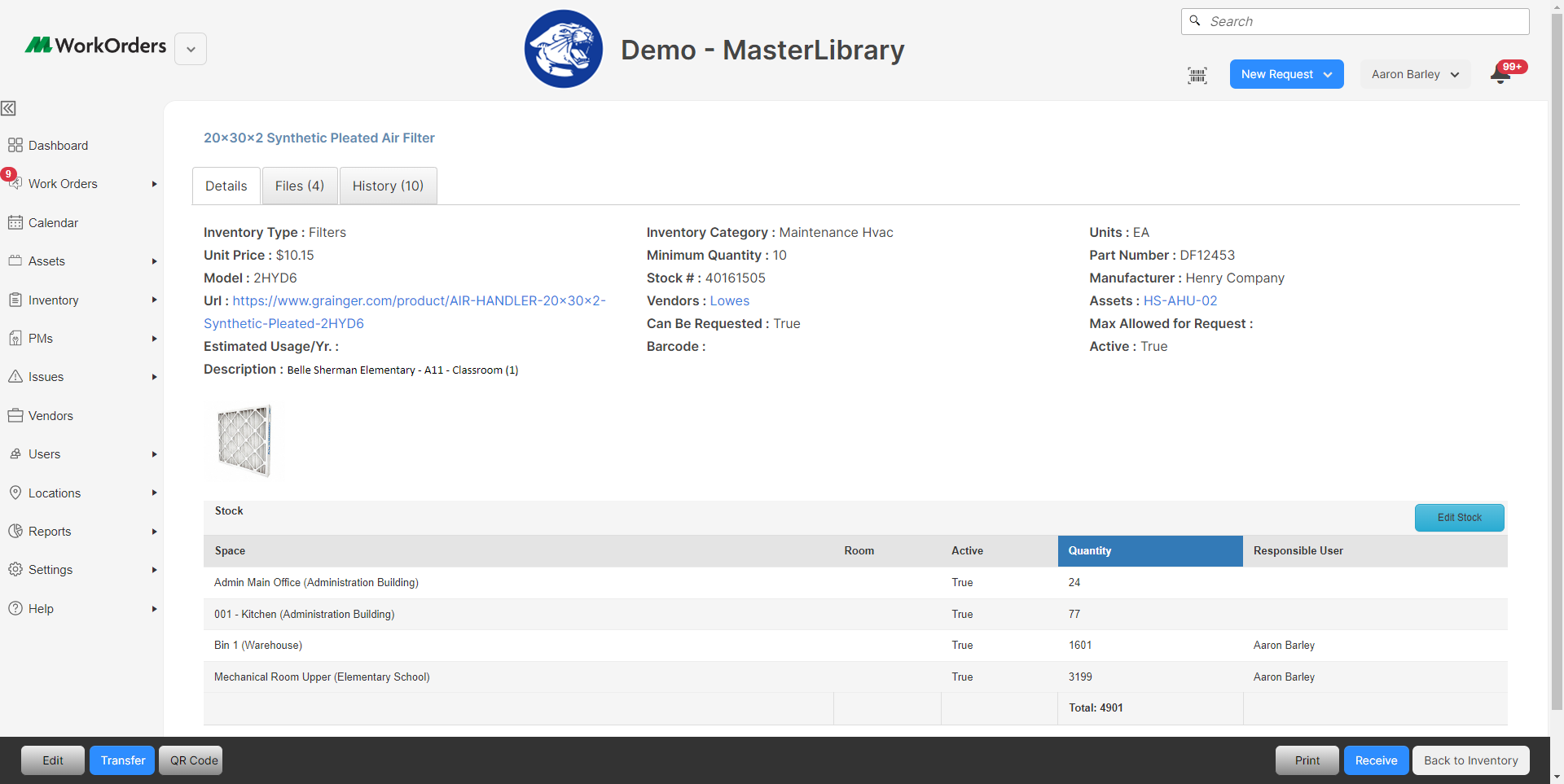 ML Work Orders Screenshot