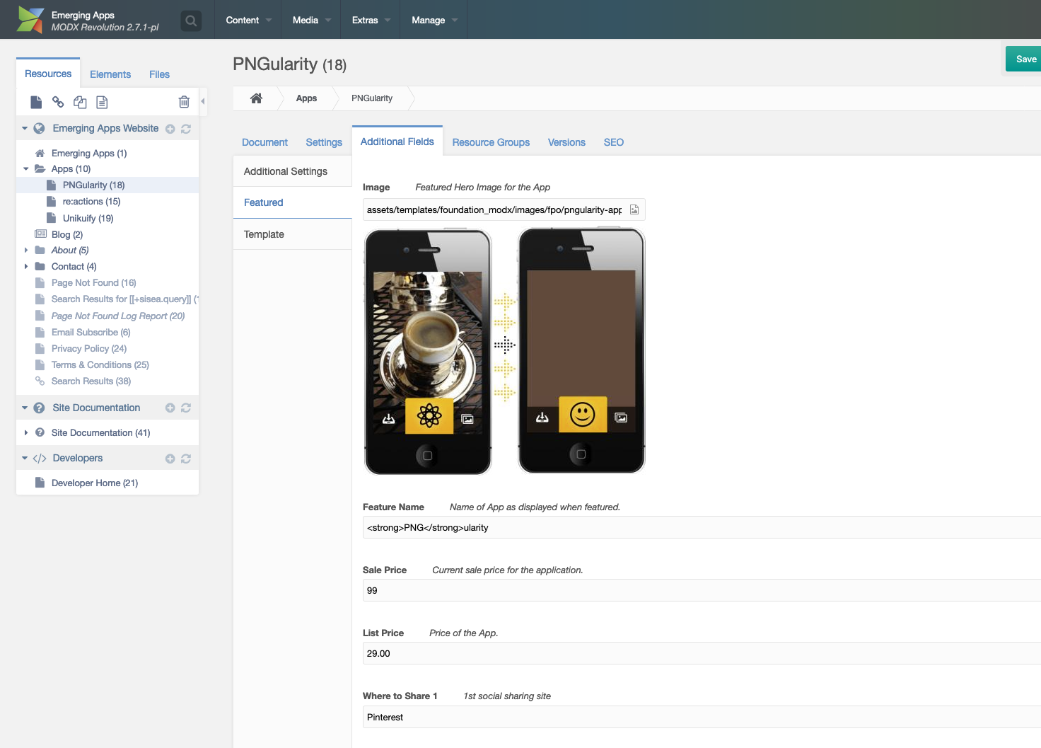 MODX Screenshot