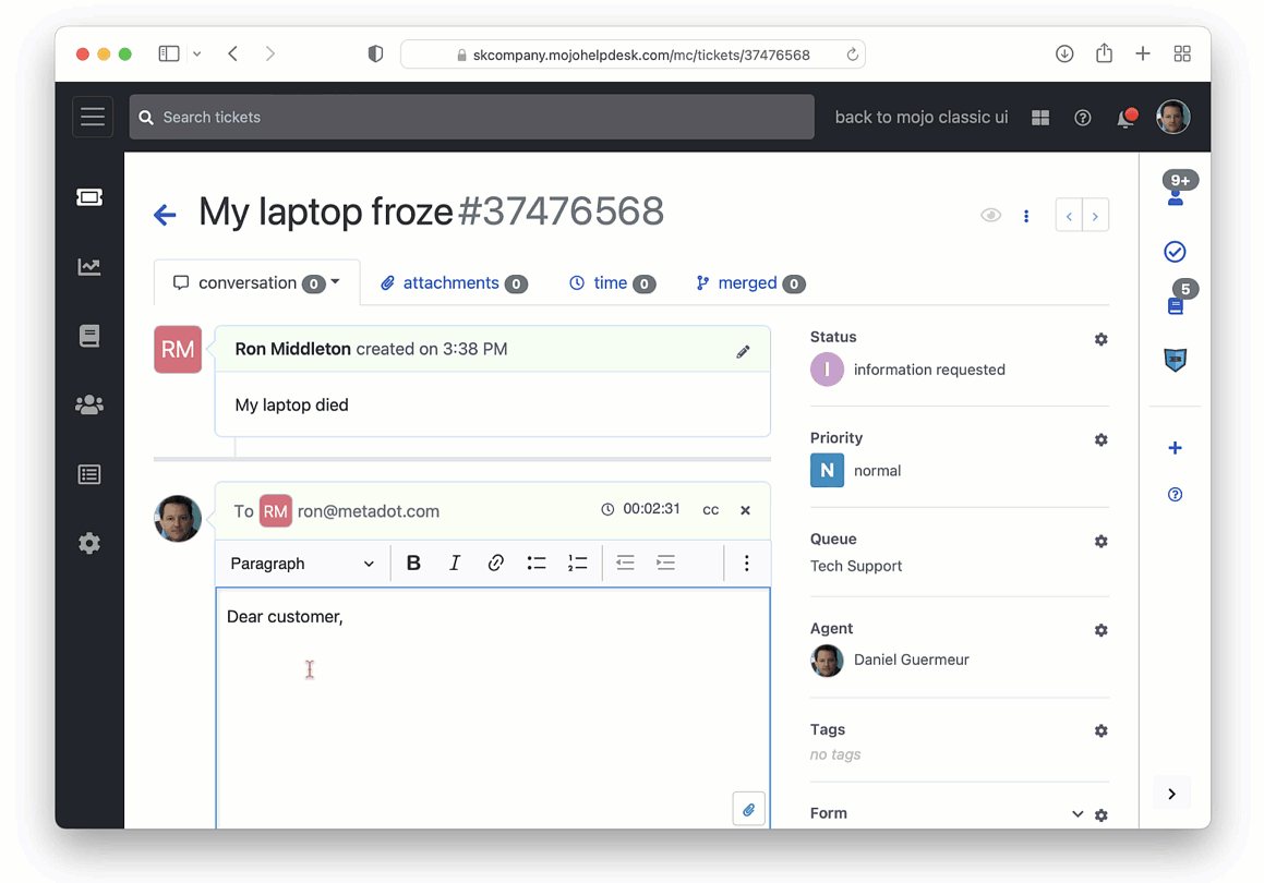 Mojo Helpdesk Screenshot