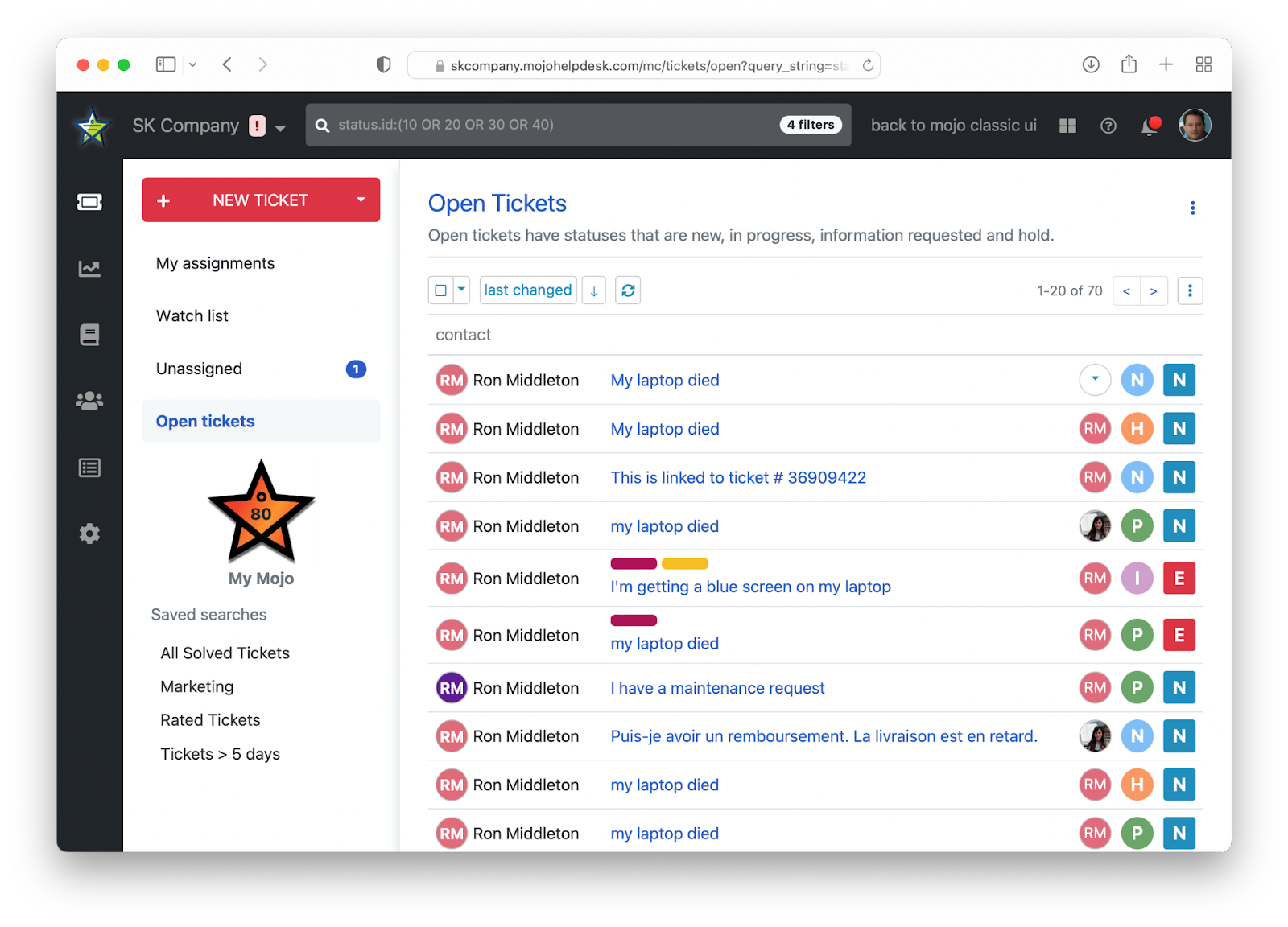 Mojo Helpdesk Screenshot