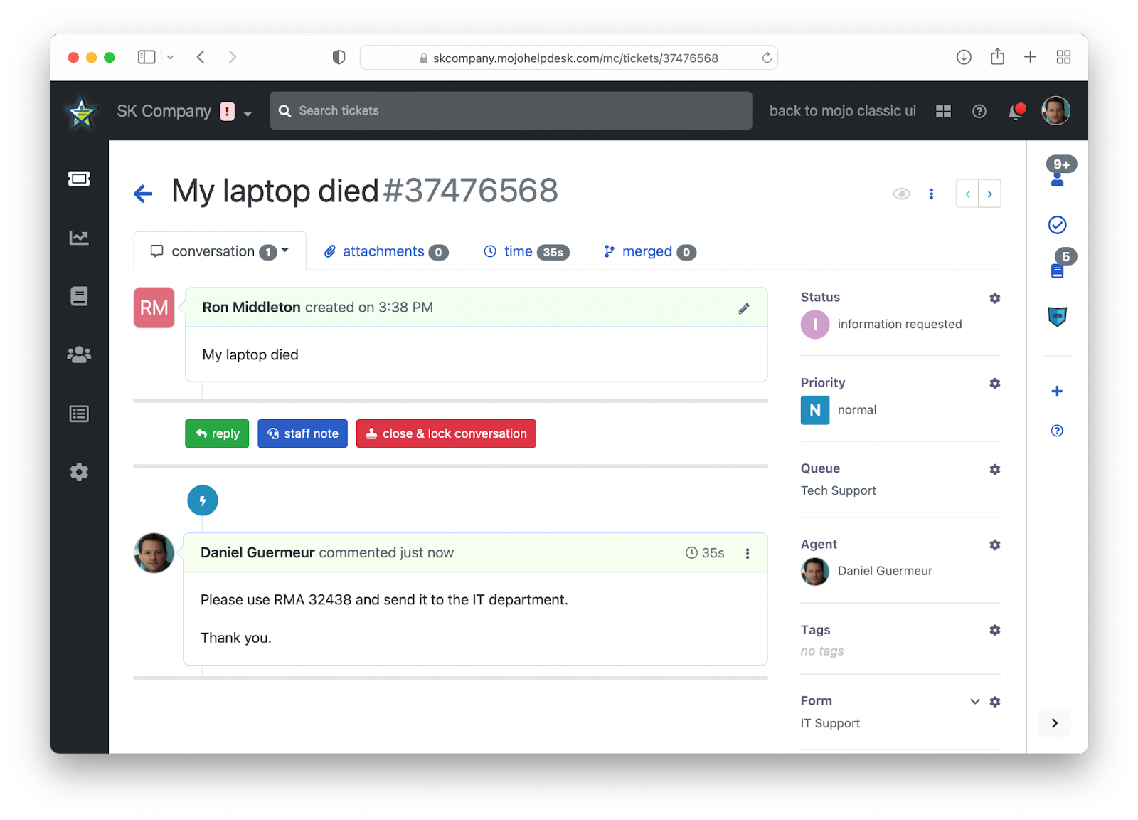 Mojo Helpdesk Screenshot