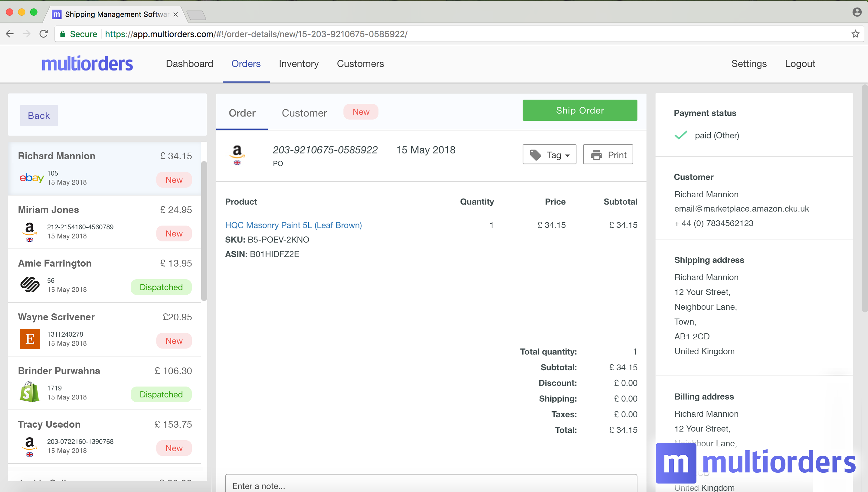 Multiorders screenshot & Video