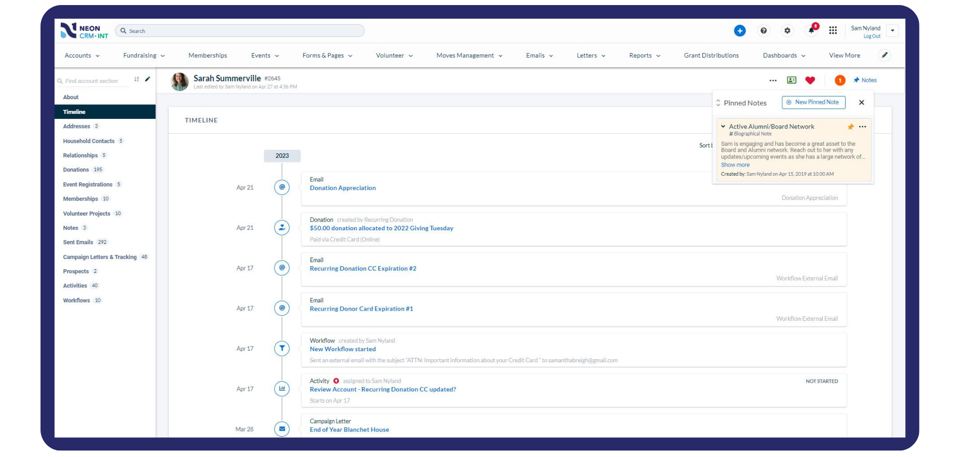 Neon CRM Screenshot