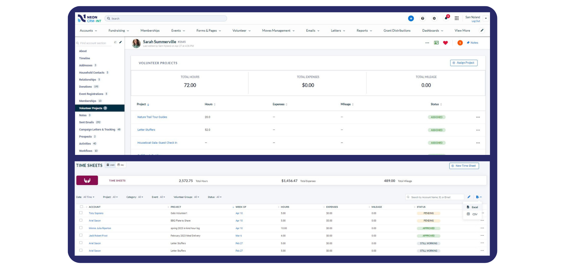 Neon CRM Screenshot