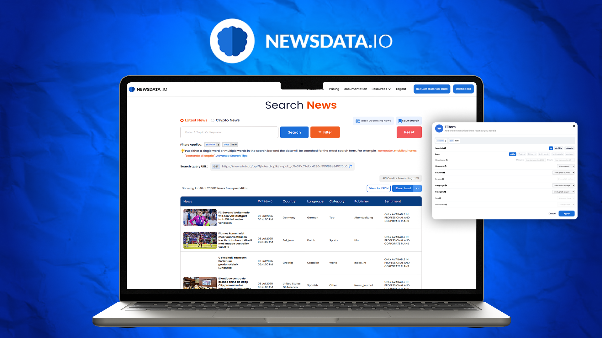 NewsData.io Screenshot