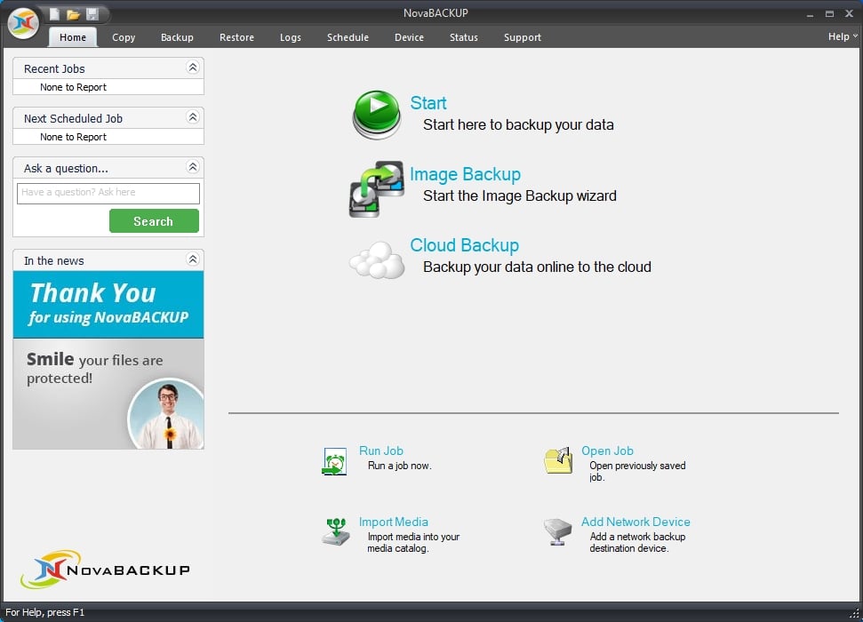 NovaBACKUP Screenshot
