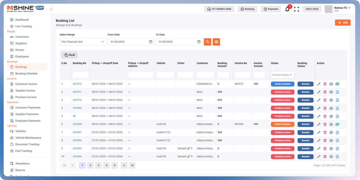 NShine ERP Screenshot