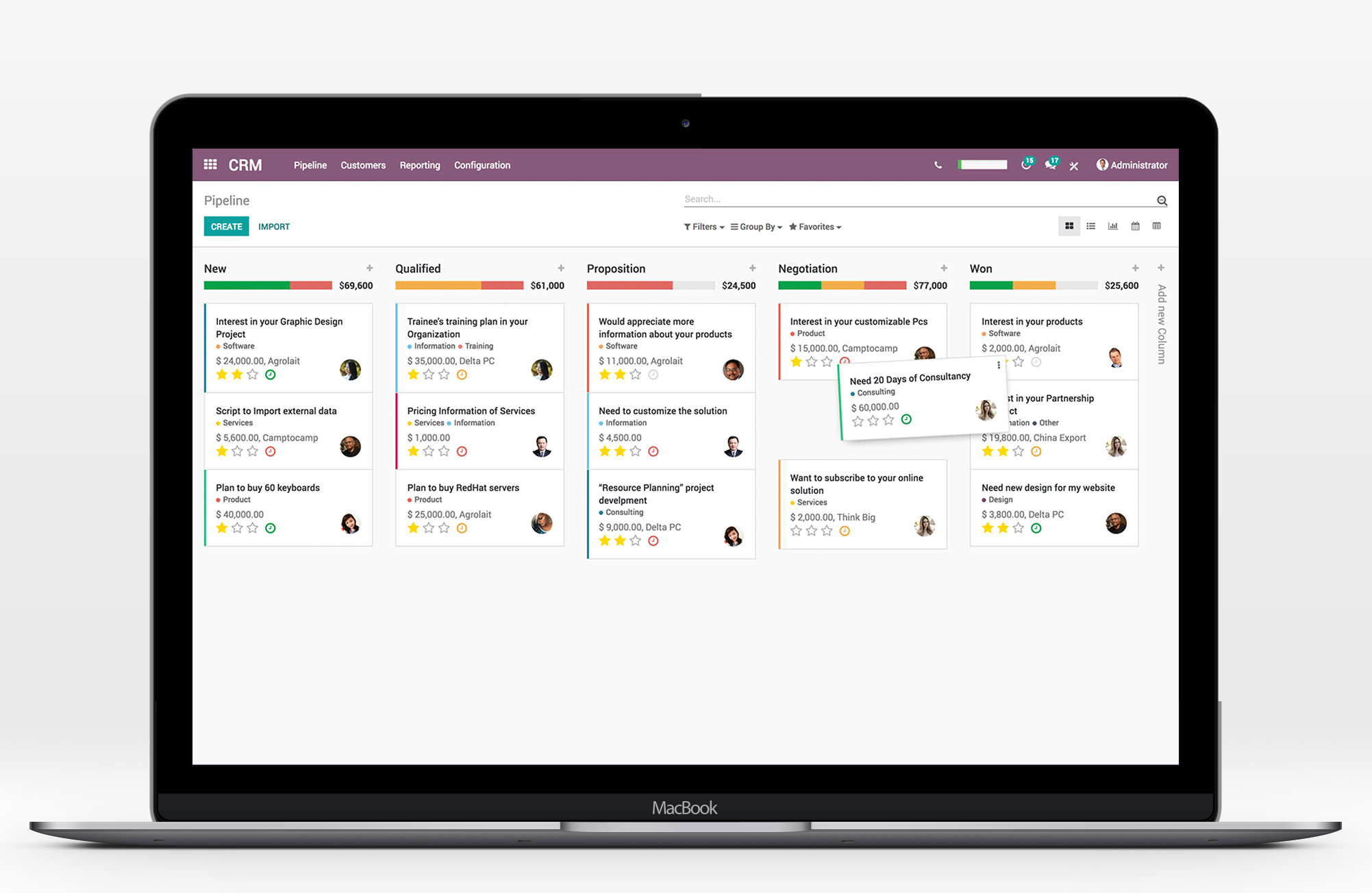 Odoo CRM Screenshot