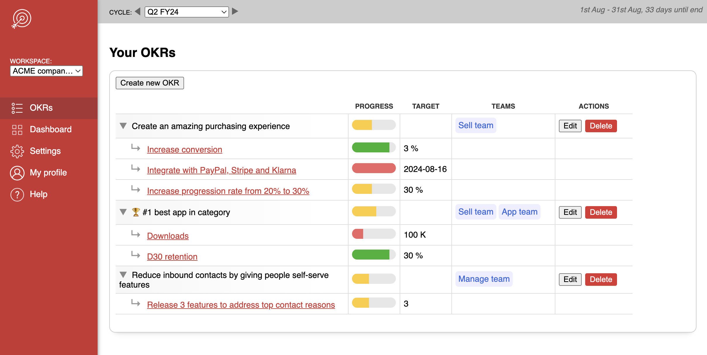 OKR Dash screenshot & Video