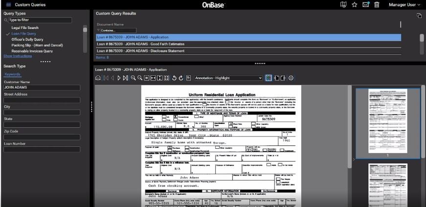OnBase Screenshot