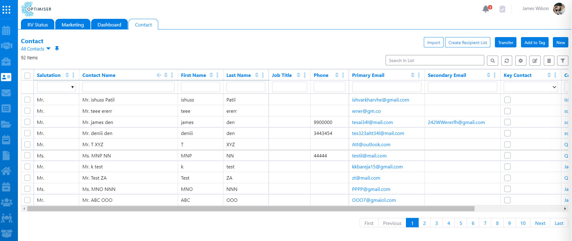 Optimiser CRM Screenshot