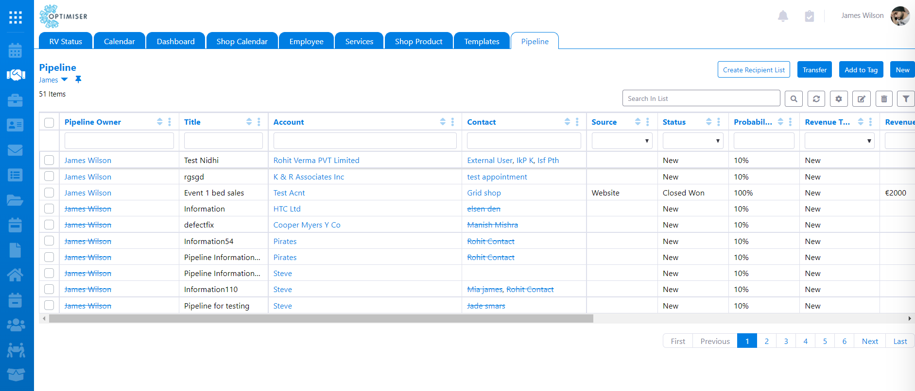 Optimiser CRM Screenshot