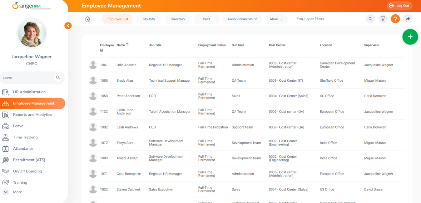 OrangeHRM Screenshot
