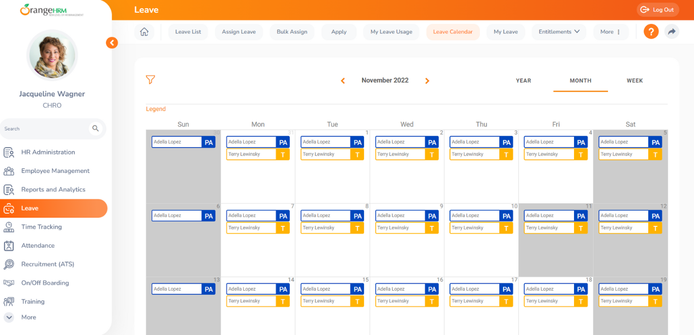 OrangeHRM Screenshot