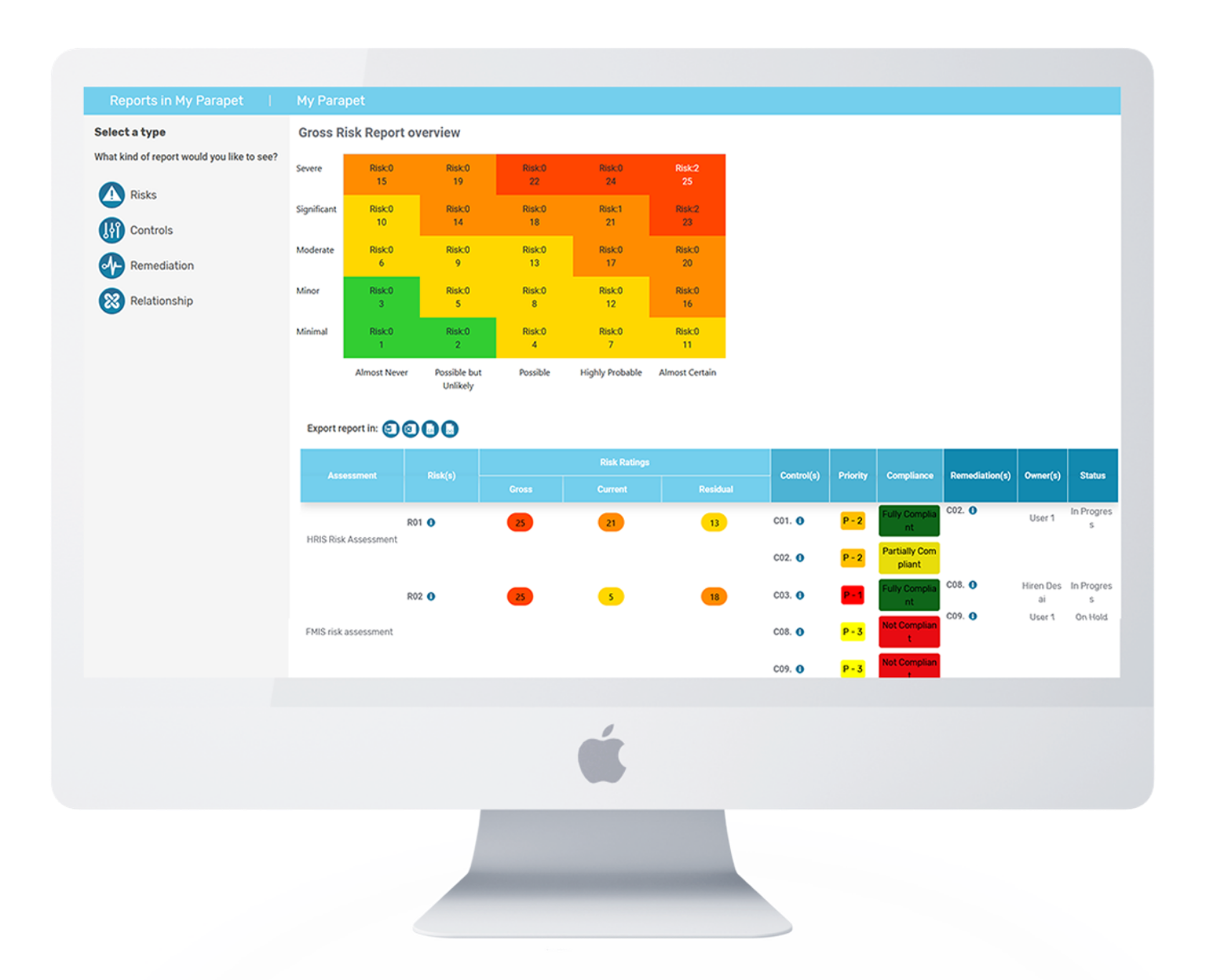 Parapet Integrated Risk Management Screenshot