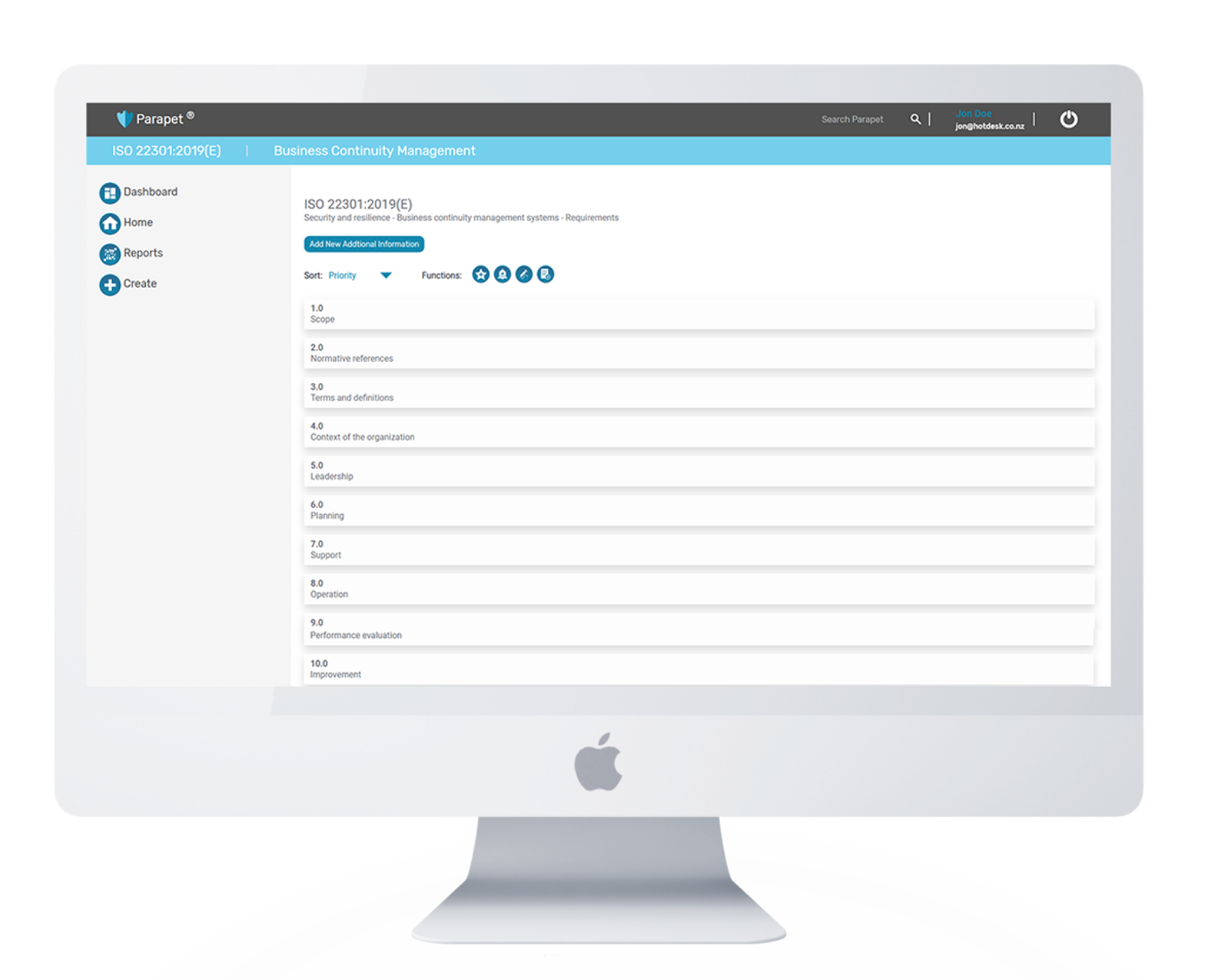 Parapet Integrated Risk Management Screenshot