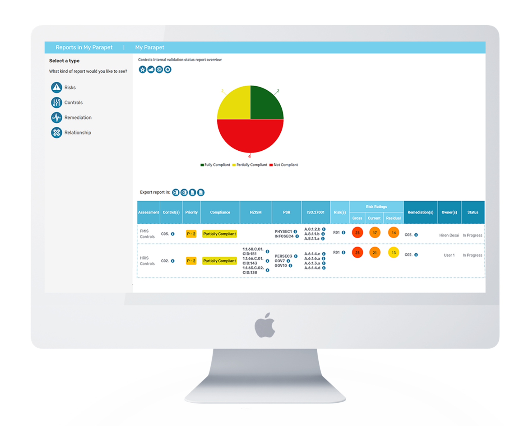 Parapet Integrated Risk Management Screenshot