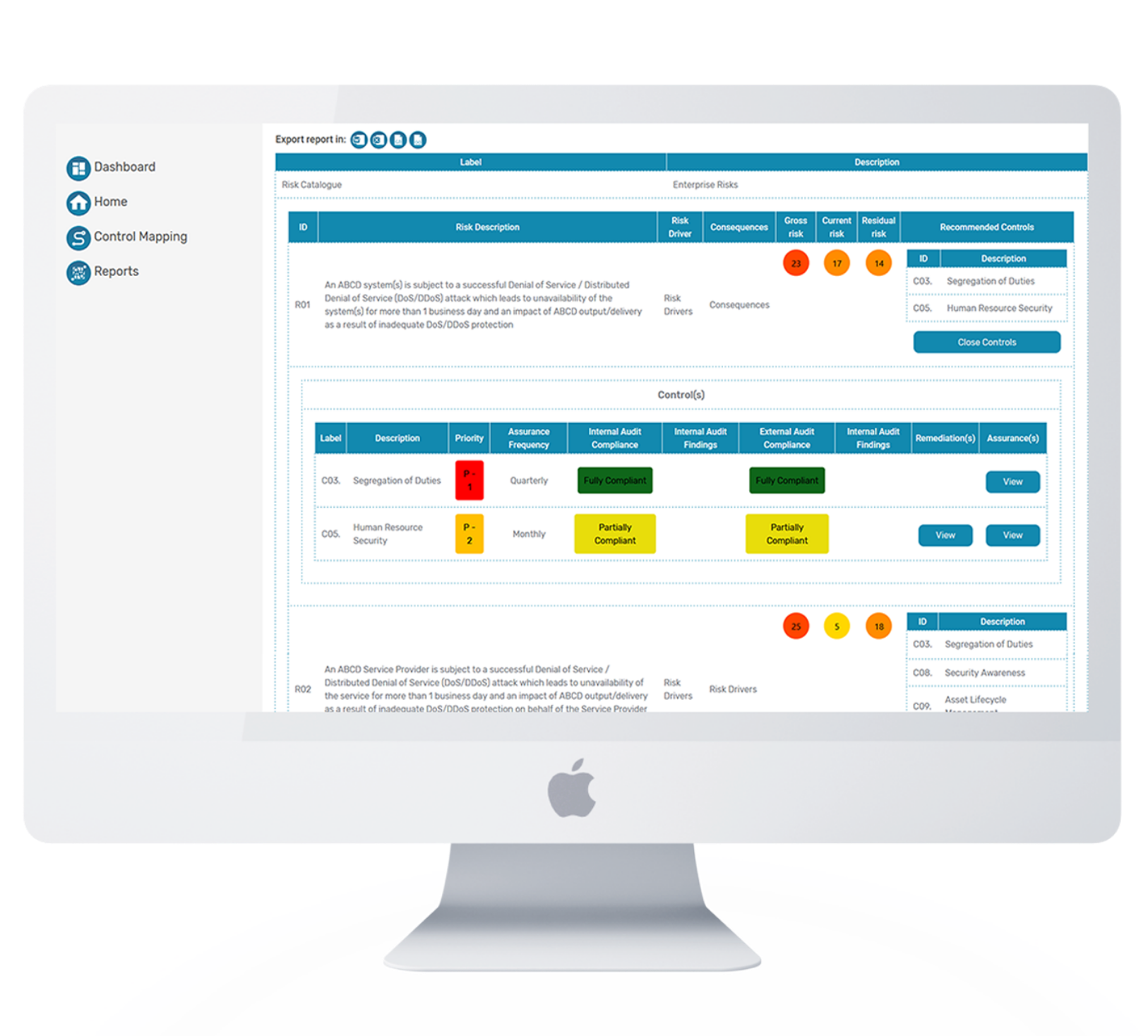Parapet Integrated Risk Management Screenshot