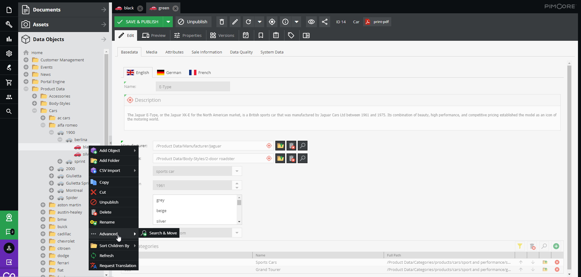 Pimcore Screenshot