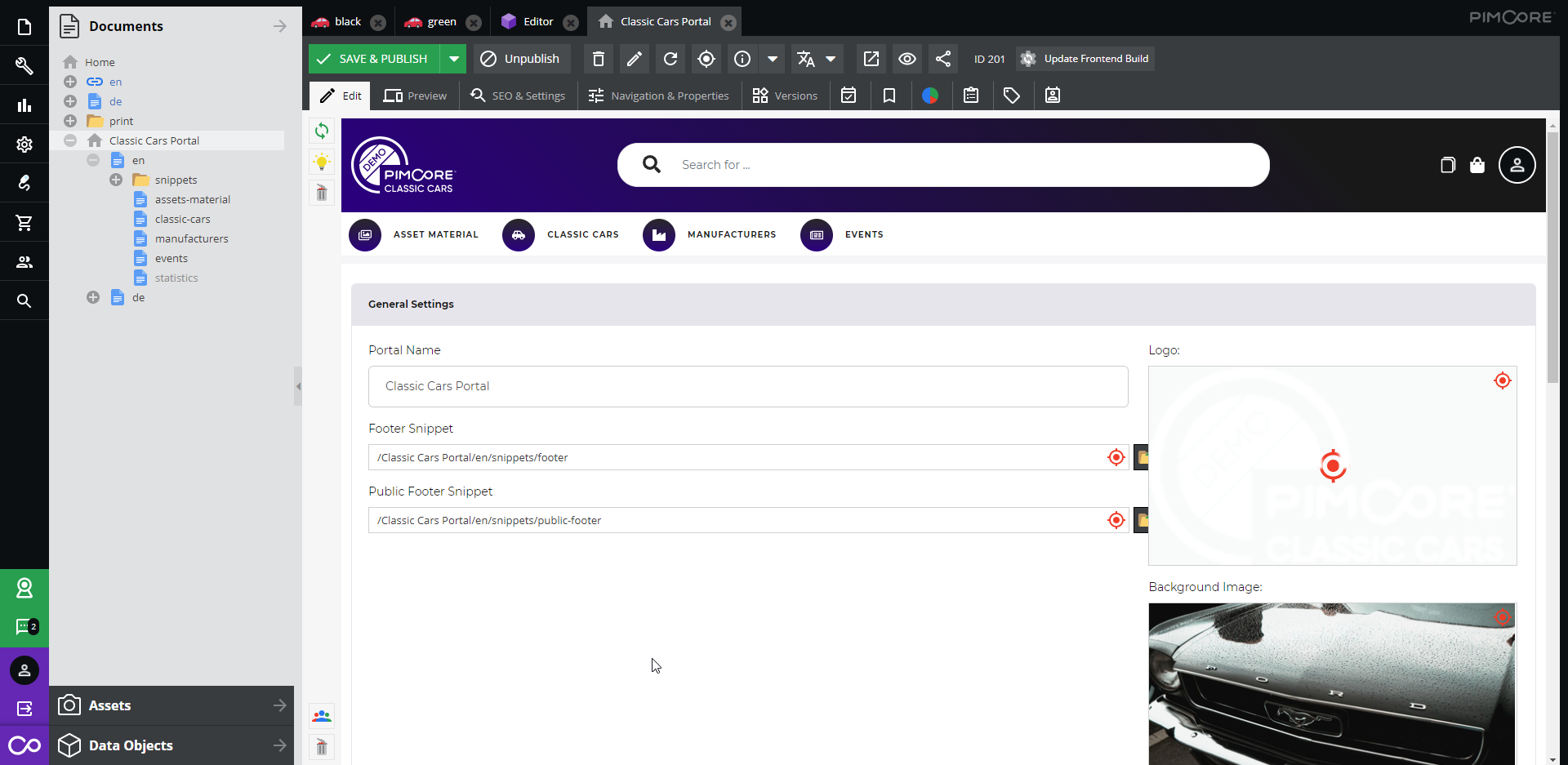 Pimcore Screenshot
