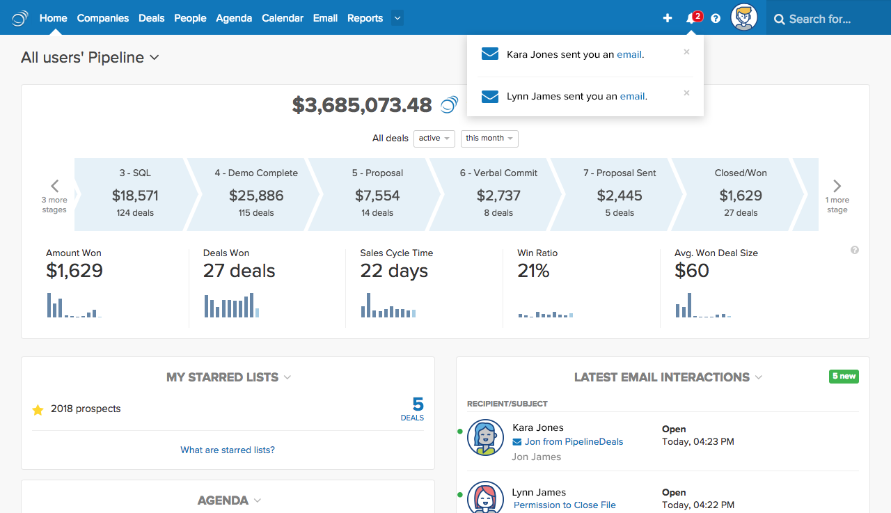 Pipeline CRM Screenshot