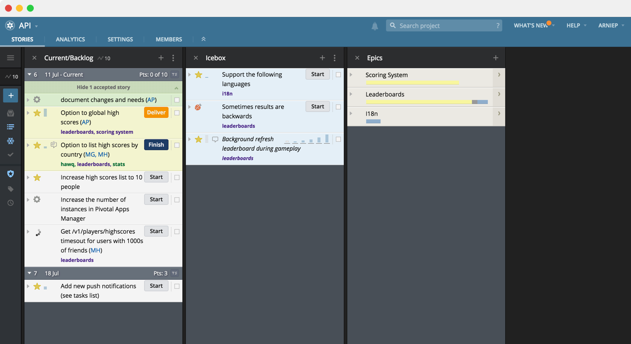 Pivotal Tracker screenshot & Video