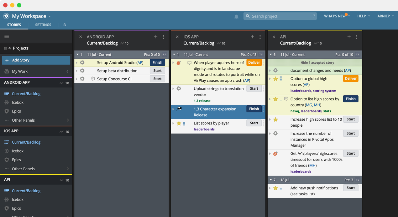 Pivotal Tracker screenshot & Video