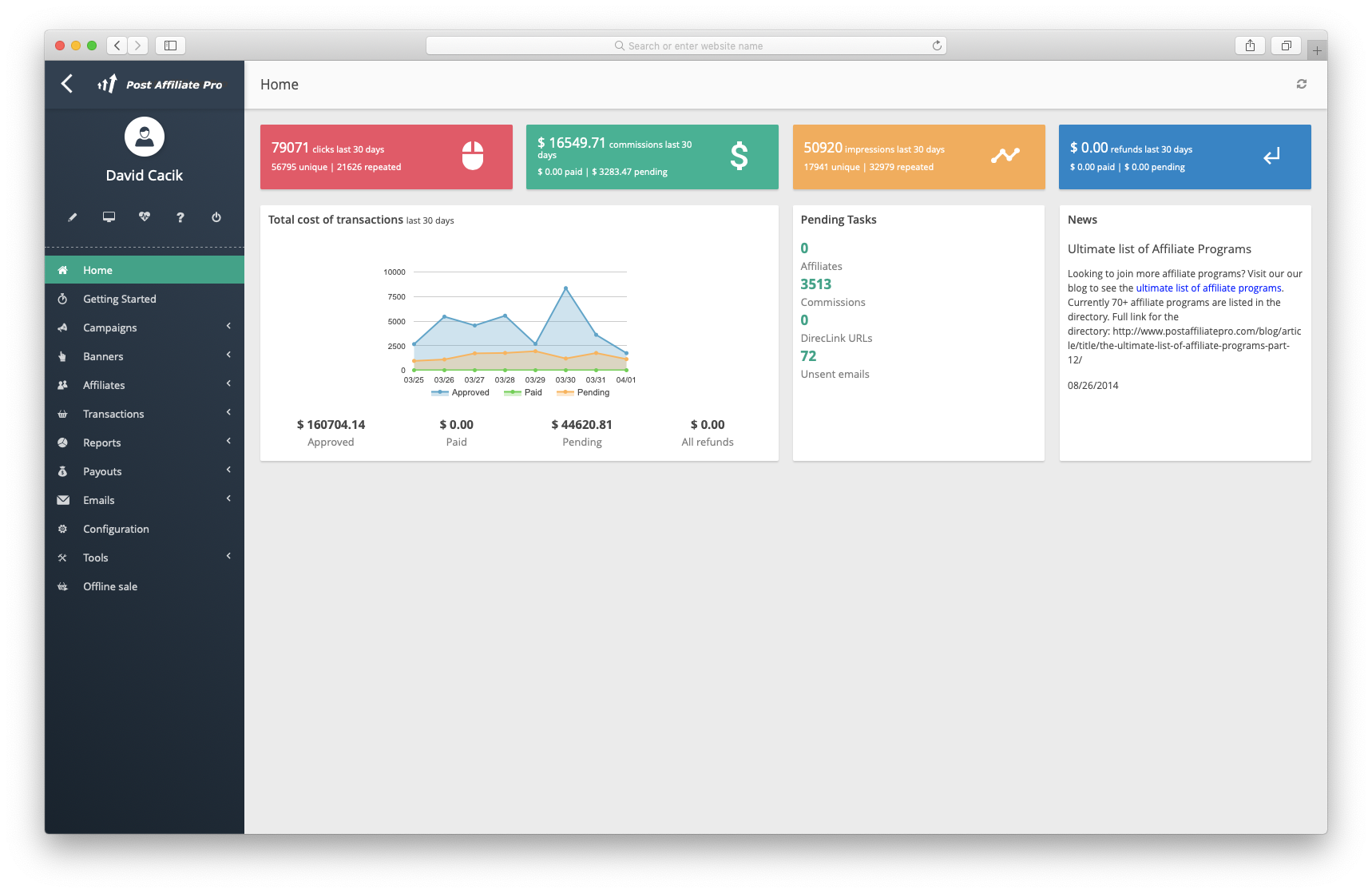 Post Affiliate Pro Screenshot