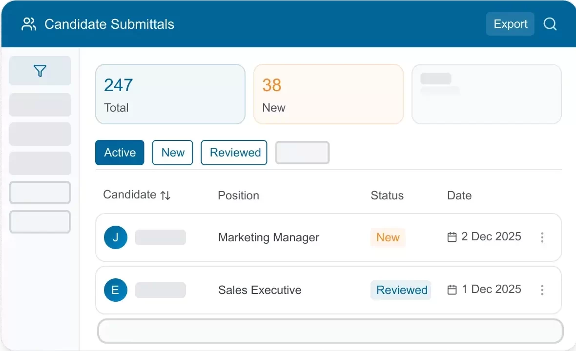 Provitrac - Application Tracking System Screenshot