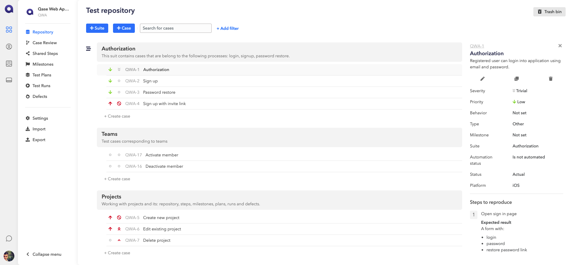 Qase Screenshot