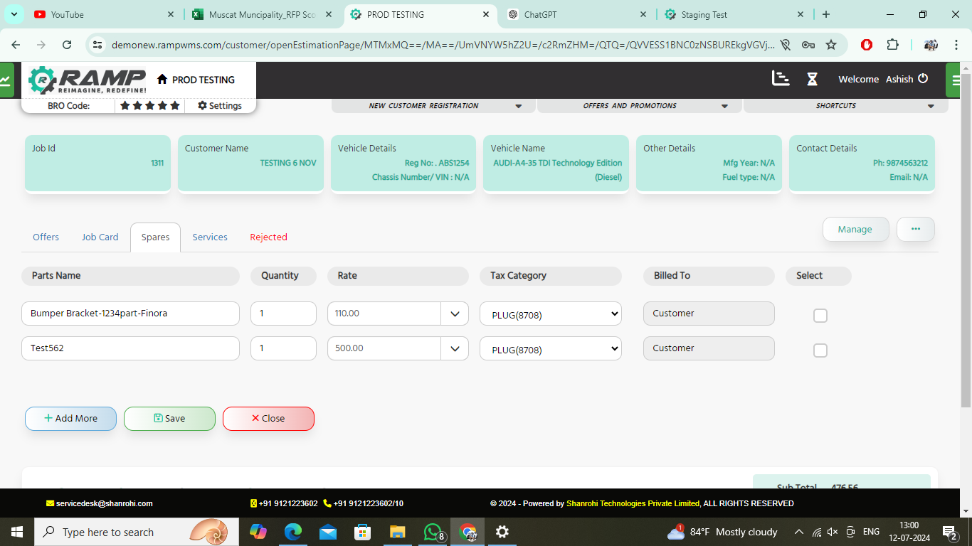 RAMP Garage Management Software screenshot & Video