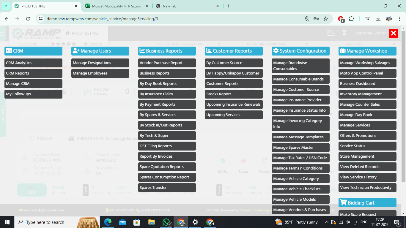 RAMP Garage Management Software screenshot & Video