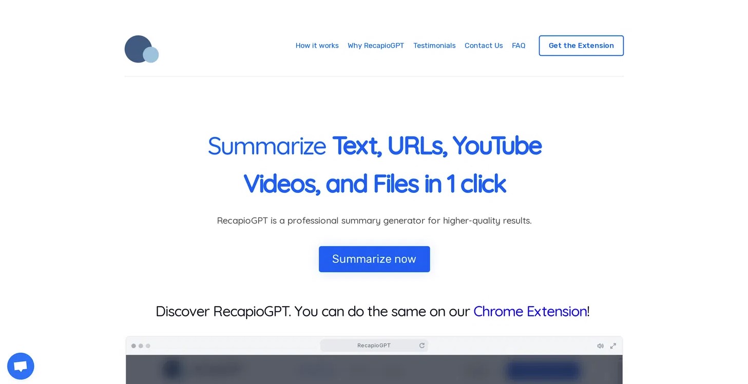 RecapioGPT screenshot & Video