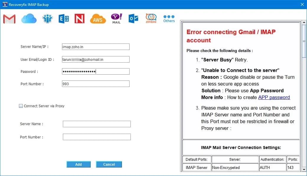 Recoveryfix IMAP Backup Tool Screenshot