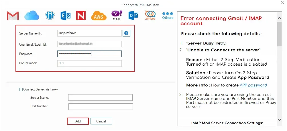 Recoveryfix IMAP to Office 365 Screenshot