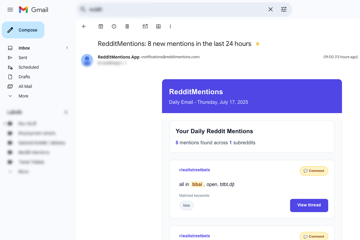 RedditMentions Screenshot