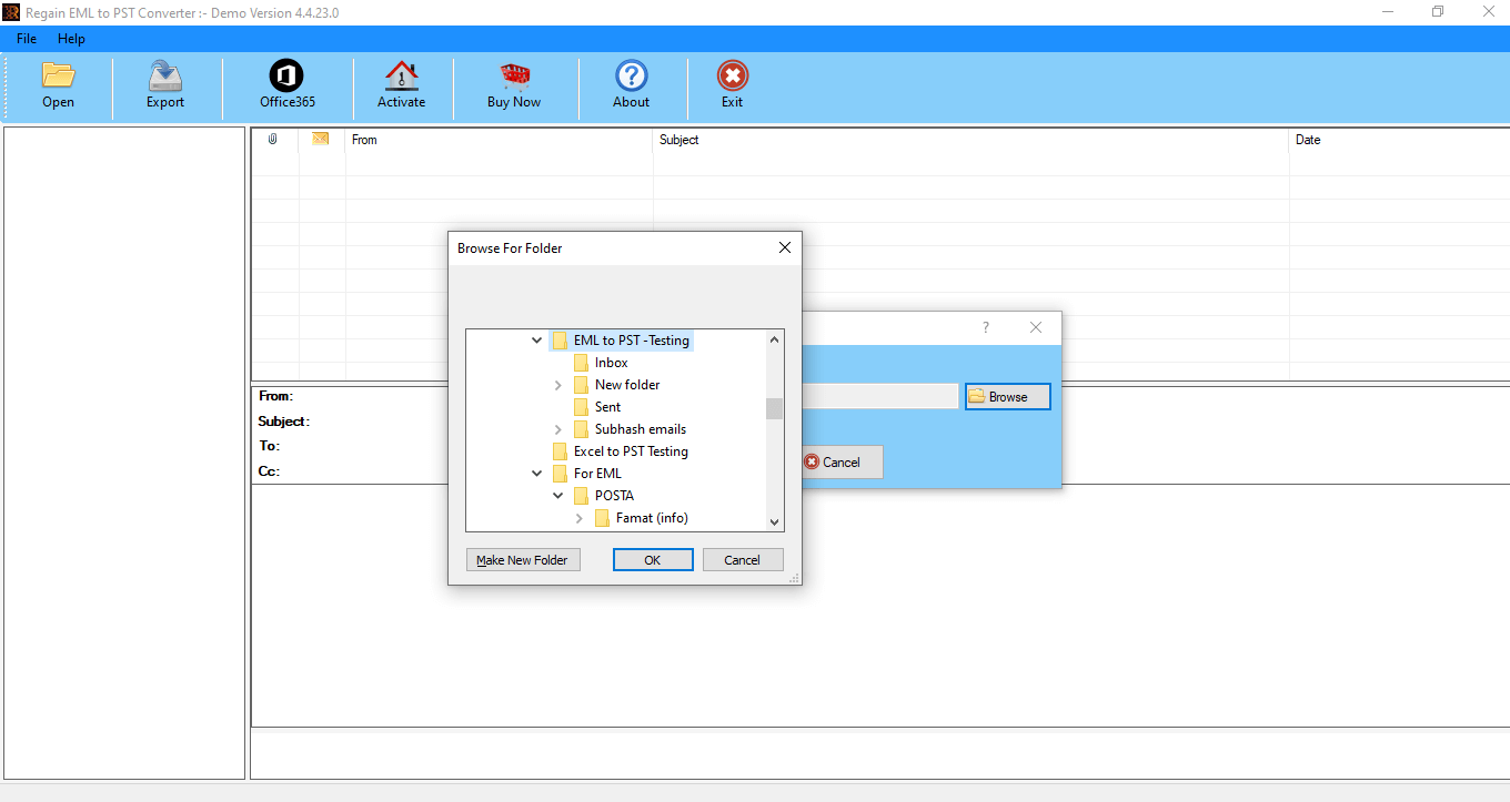 Regain EML to PST Converter Screenshot