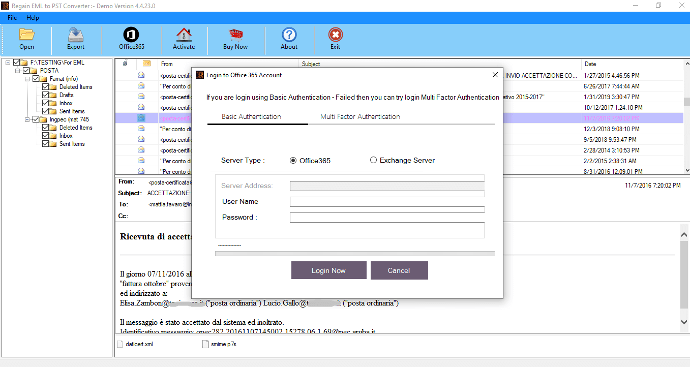 Regain EML to PST Converter Screenshot