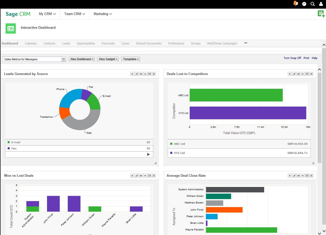 Sage CRM Screenshot