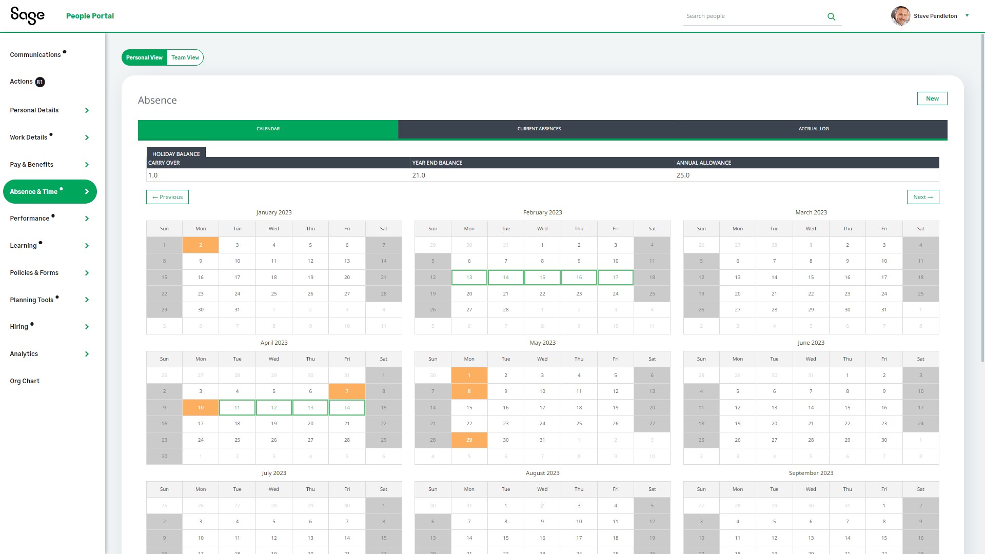 Sage People Screenshot